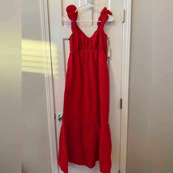 Universal Thread Flutter Cap Sleeve Pocketed Peplum Maxi Dress Size Small - Picture 2 of 3